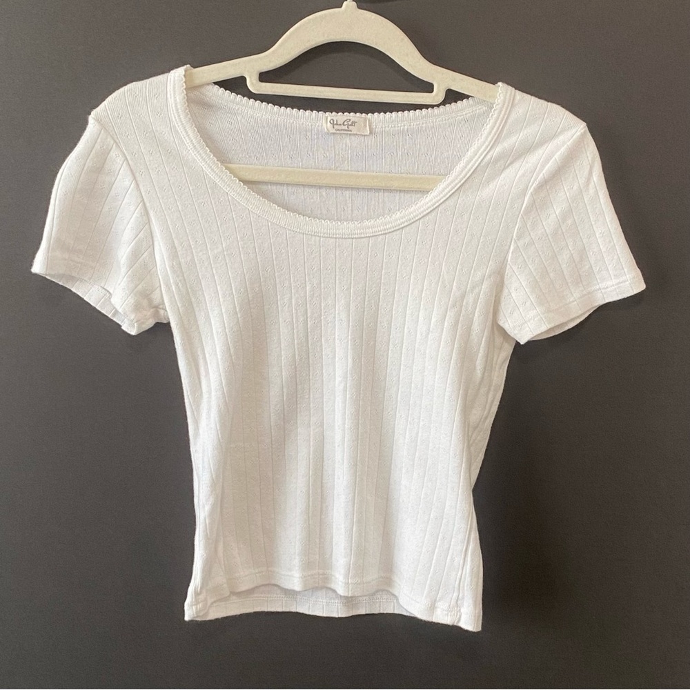 White Brandy Melville John Galt Tee Shirt One Size